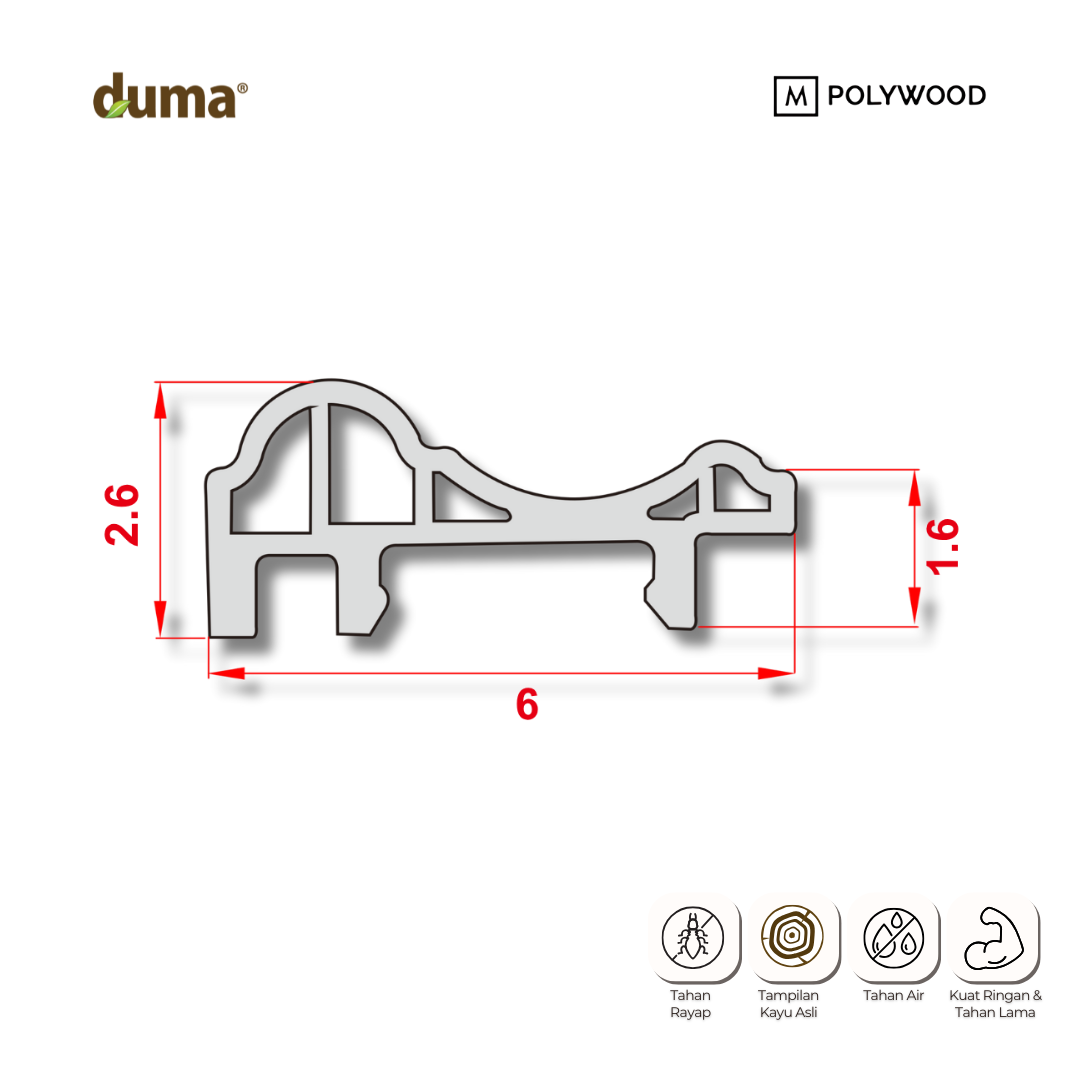 Lis DUMA WPC Click-On Decoratif (60×26) / Lis Dinding / Wallmoulding - DUMA WPC WALL & CEILING PANEL