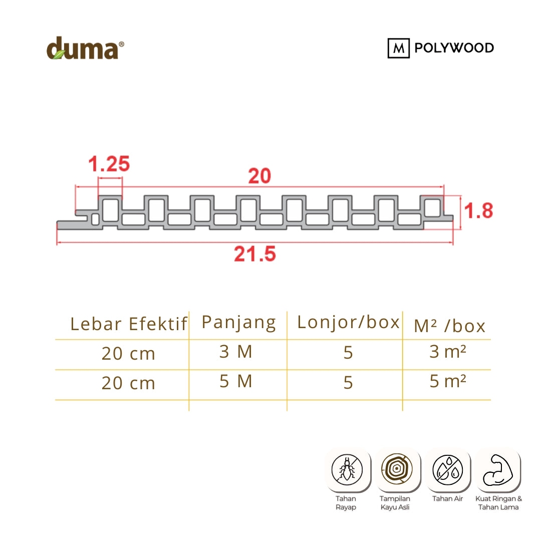 DUMA CONTEMPO 18x12x200 - WPC WALL & CEILING PANEL