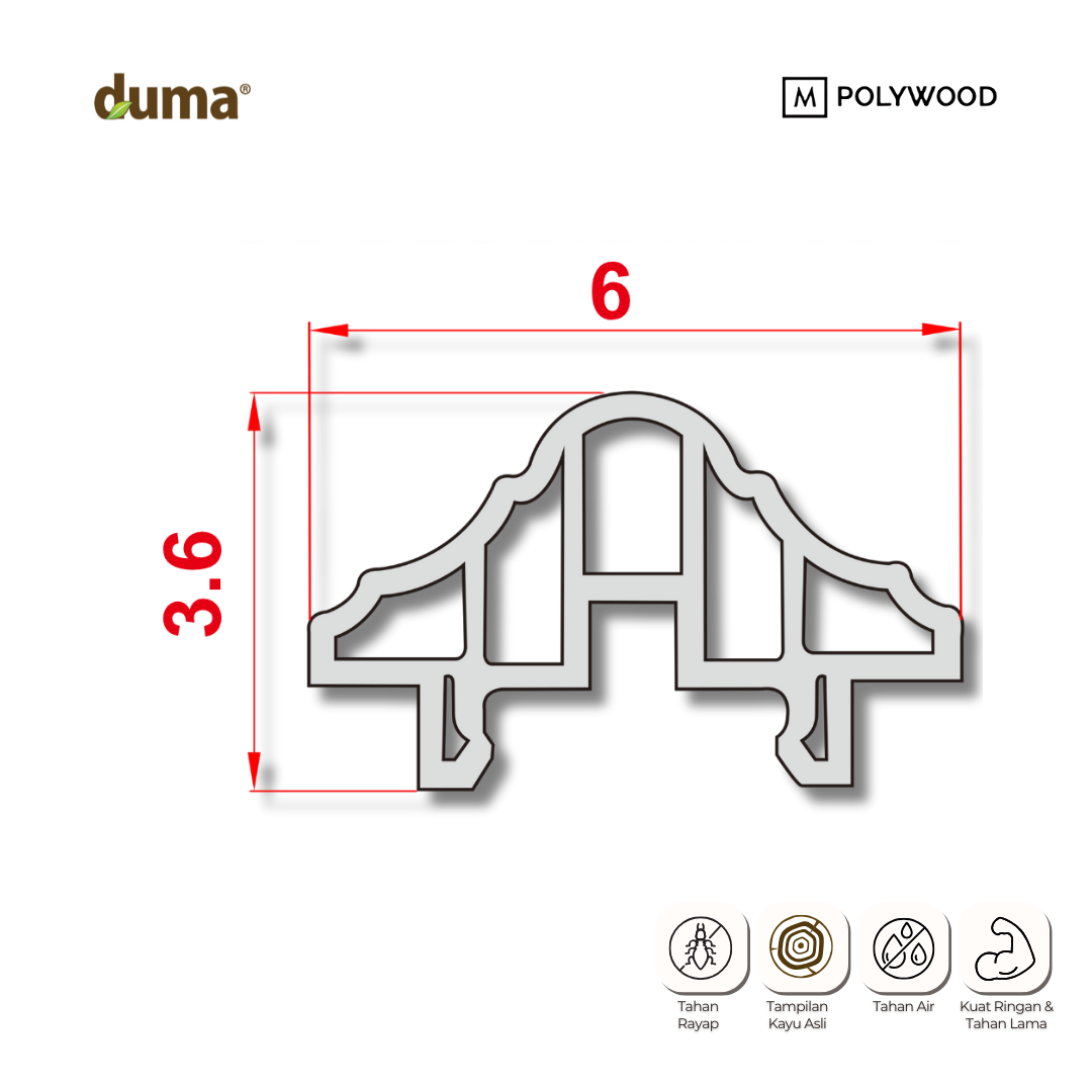 Lis DUMA WPC Click-On Decoratif (60×36) / Lis Dinding / Wallmoulding - DUMA WPC WALL & CEILING PANEL