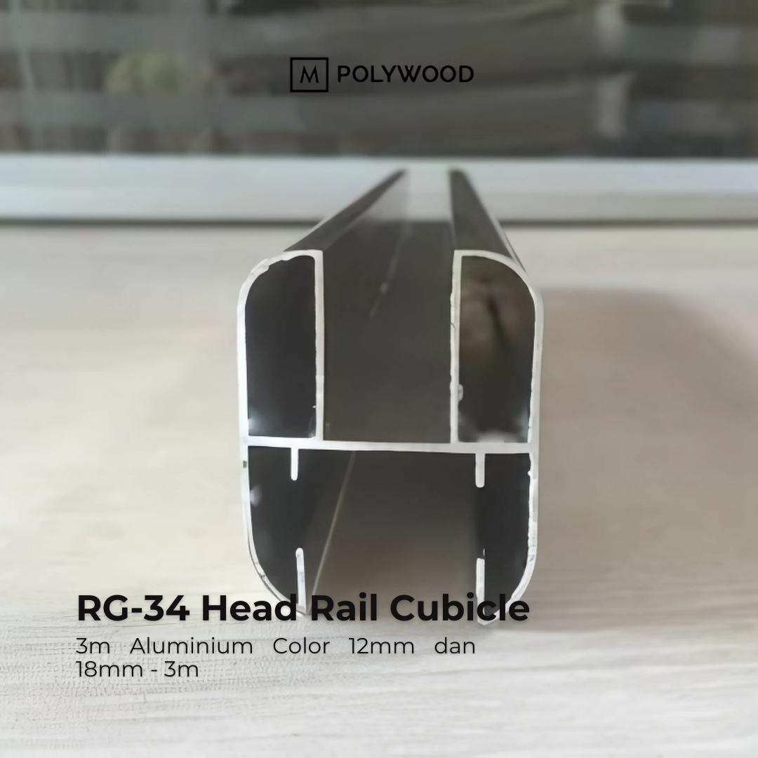 RG-34 Head Rail Cubicle 3m Aluminium Color 12mm dan 18mm - 3m
