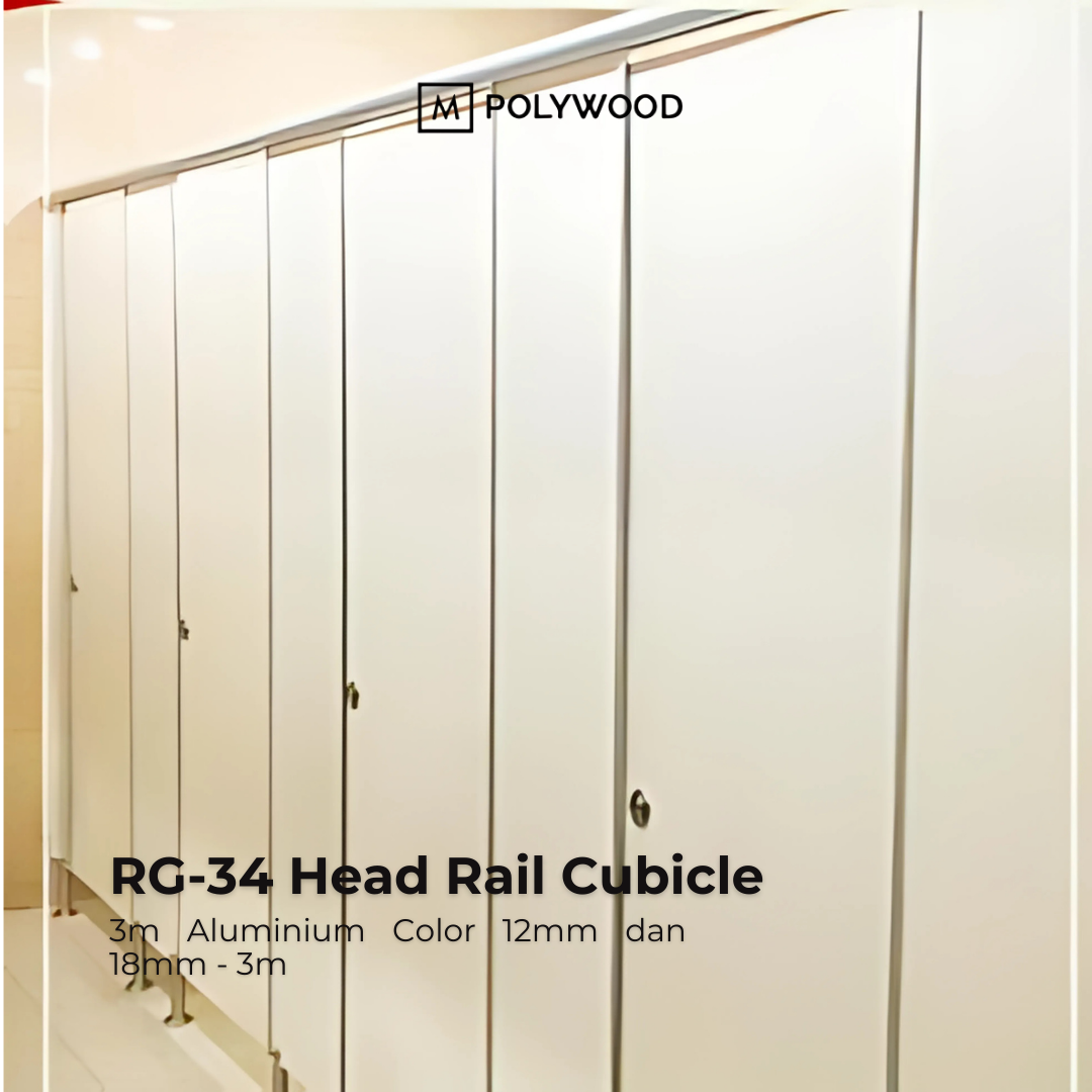 RG-34 Head Rail Cubicle 3m Aluminium Color 12mm dan 18mm - 3m