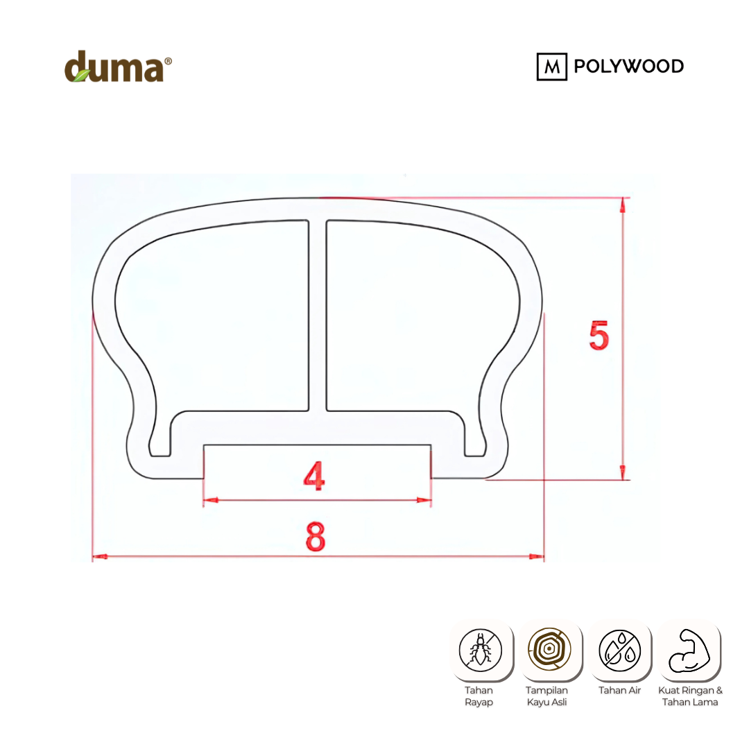 DUMA WPC HAND RAIL 80x50 Handrail / Railing / Handle / Pegangan Tangan Tangga WPC