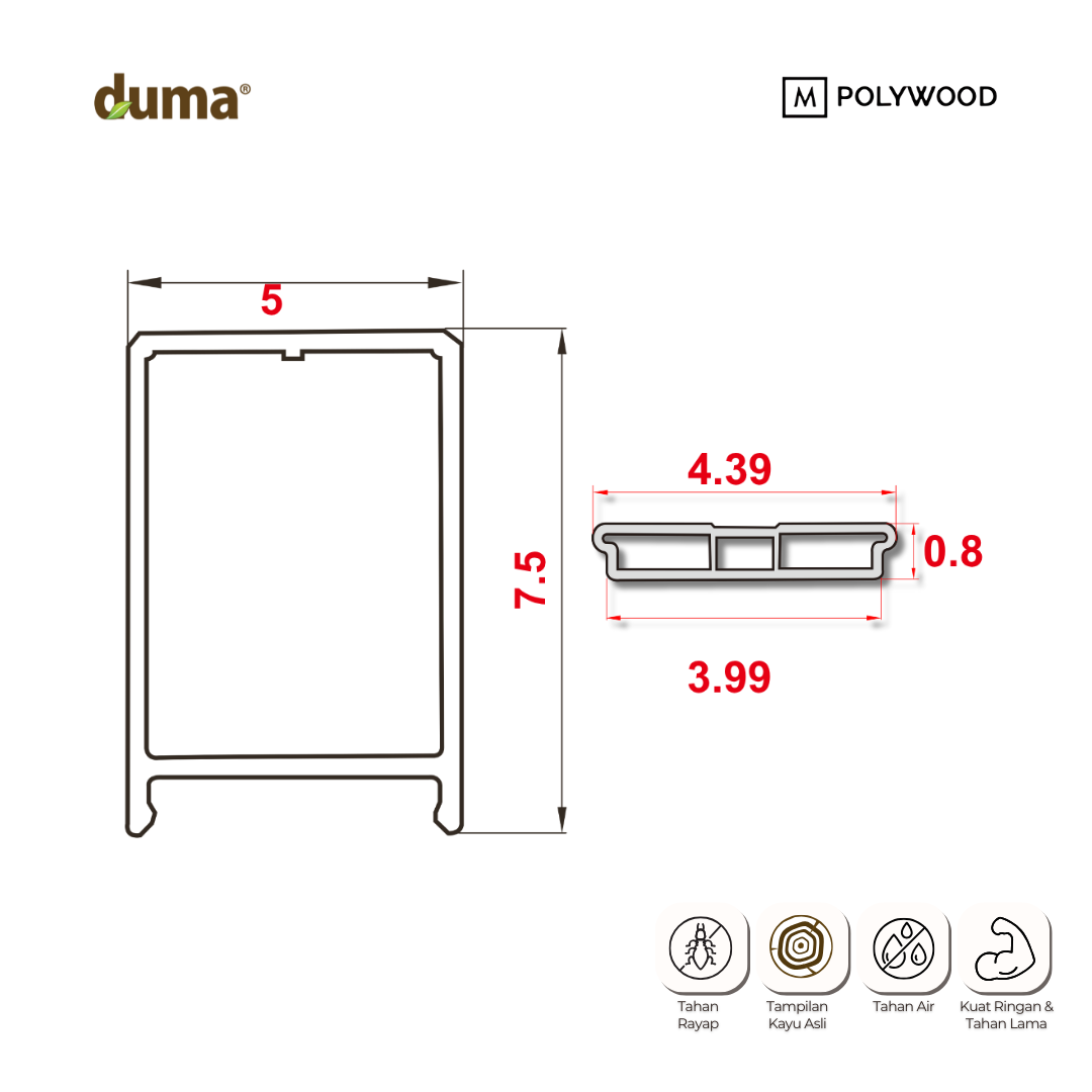 DUMA WPC COH 50x75 / CLICK ON HOLLOW 50x75