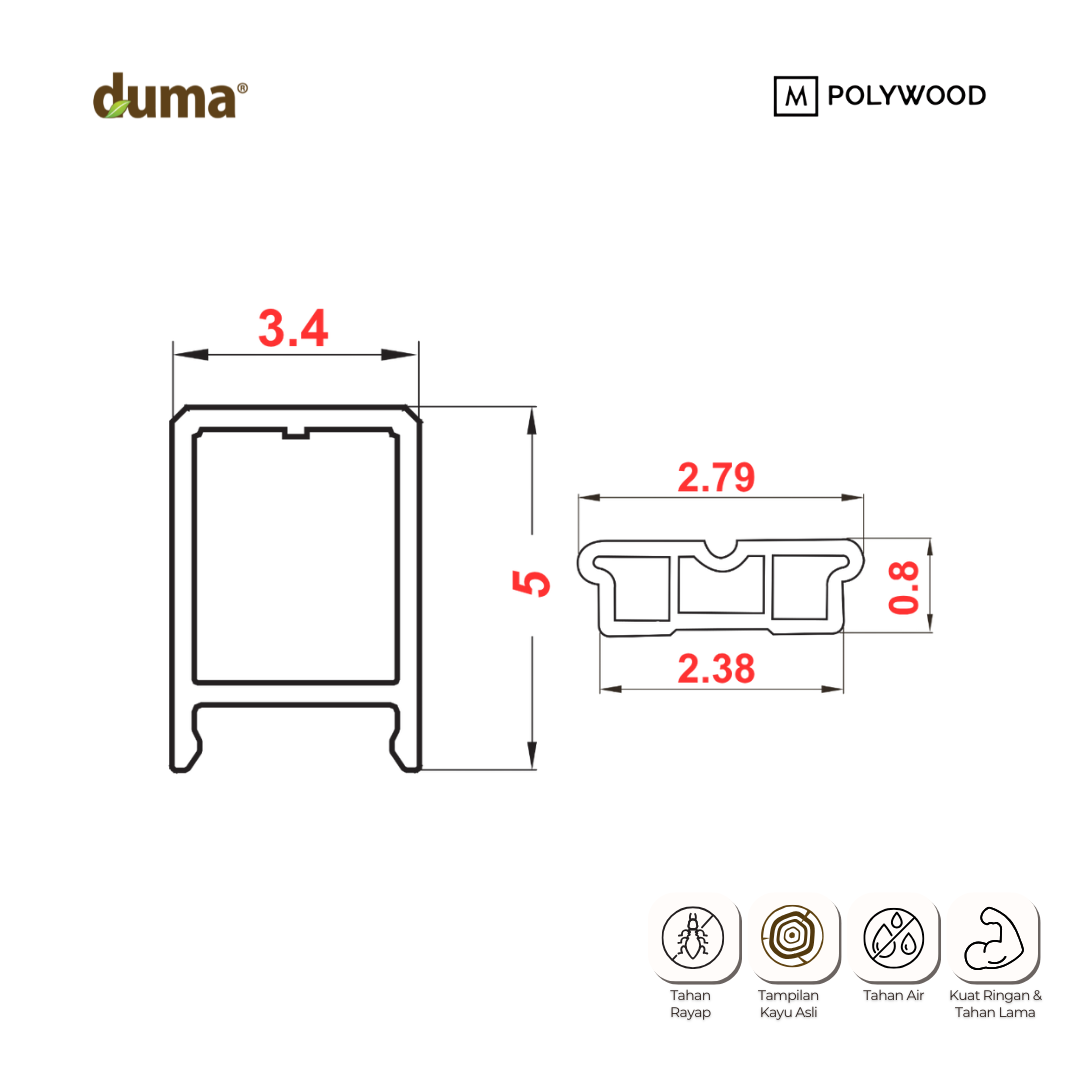 DUMA WPC COH 34x50 / CLICK ON HOLLOW 34x50