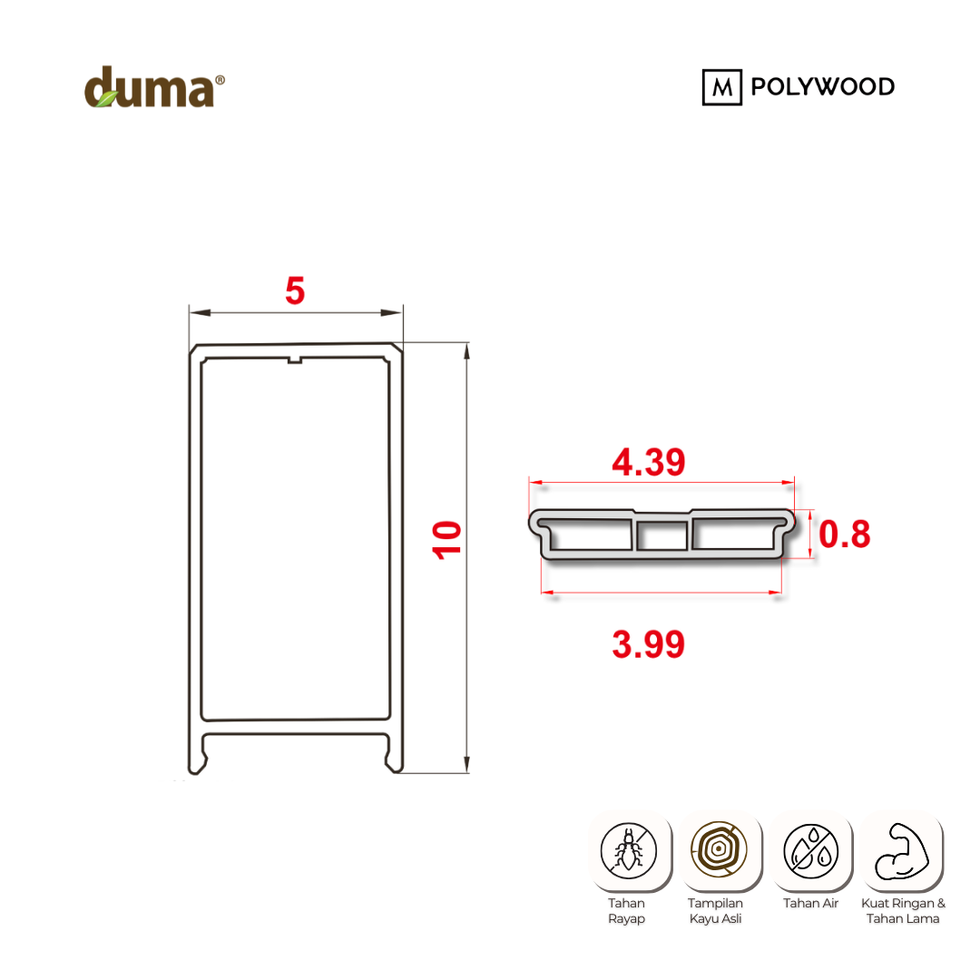 DUMA WPC COH 50x100 / CLICK ON HOLLOW 50x100