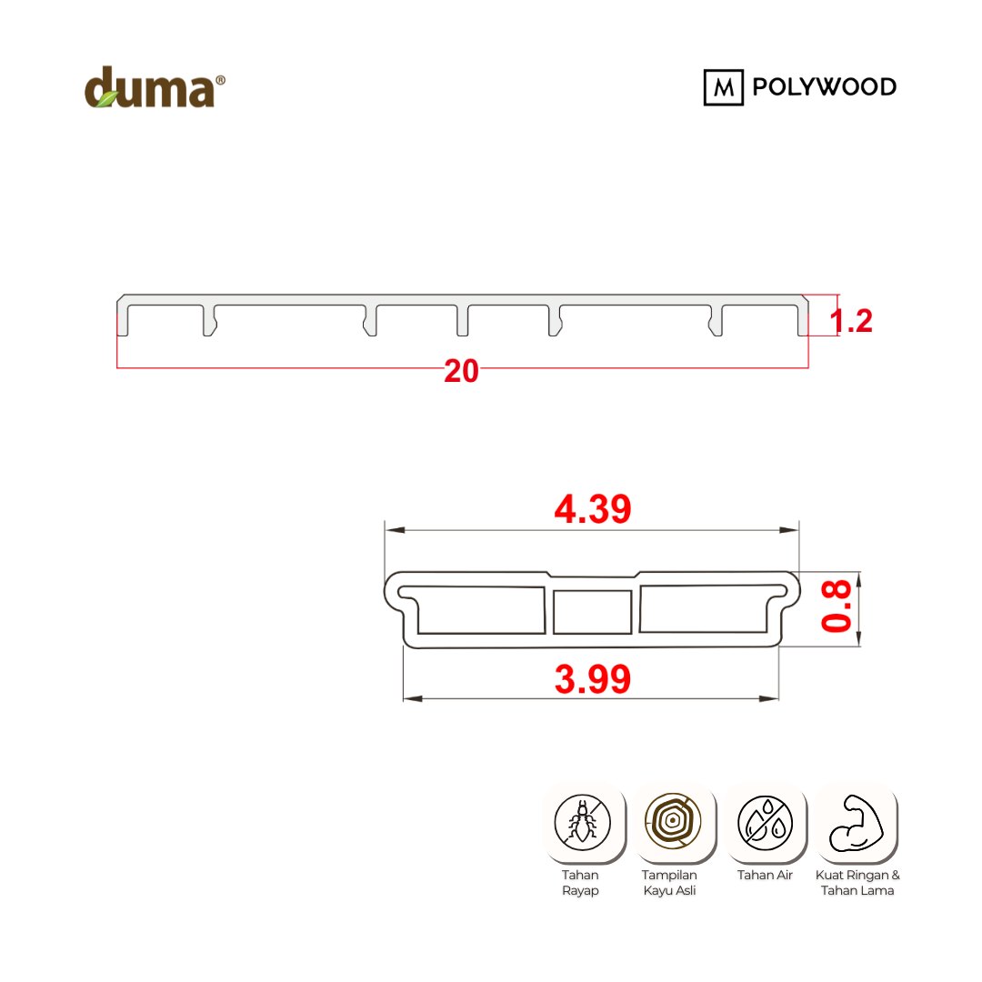 DUMA WPC COF 12x200 / CLICK ON FLAT 12x200
