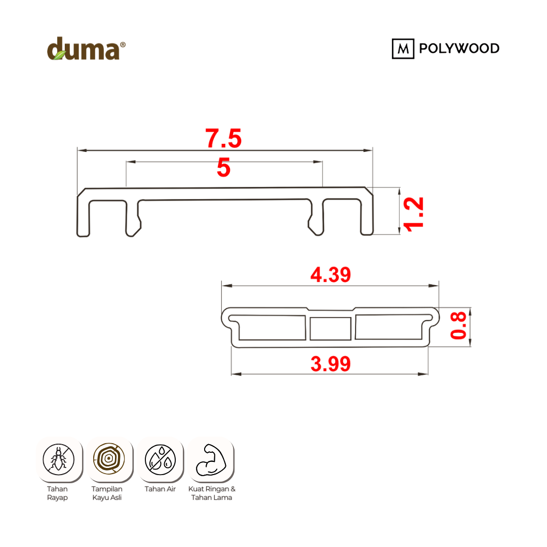 DUMA WPC COF 12x75 / CLICK ON FLAT 12x75