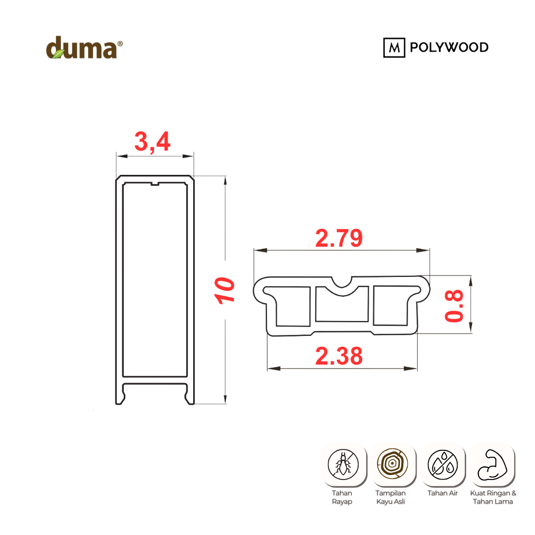 DUMA WPC COH 34x100 / CLICK ON HOLLOW 34x100