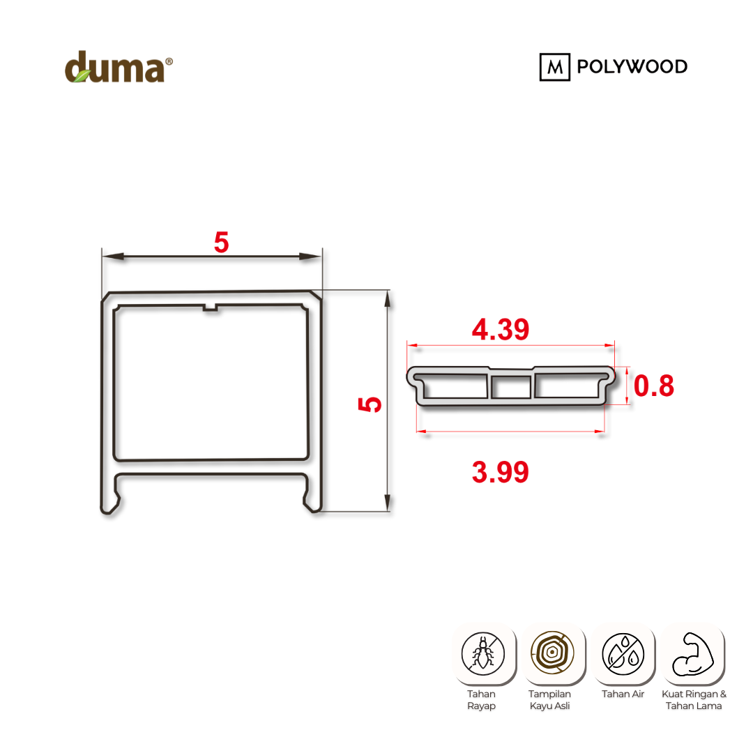 DUMA WPC COH 50x50 / CLICK ON HOLLOW 50x50