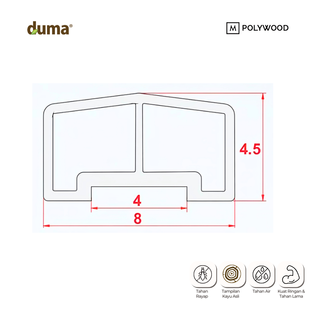 DUMA WPC HAND RAIL 80x45 Handrail / Railing / Handle / Pegangan Tangan Tangga WPC