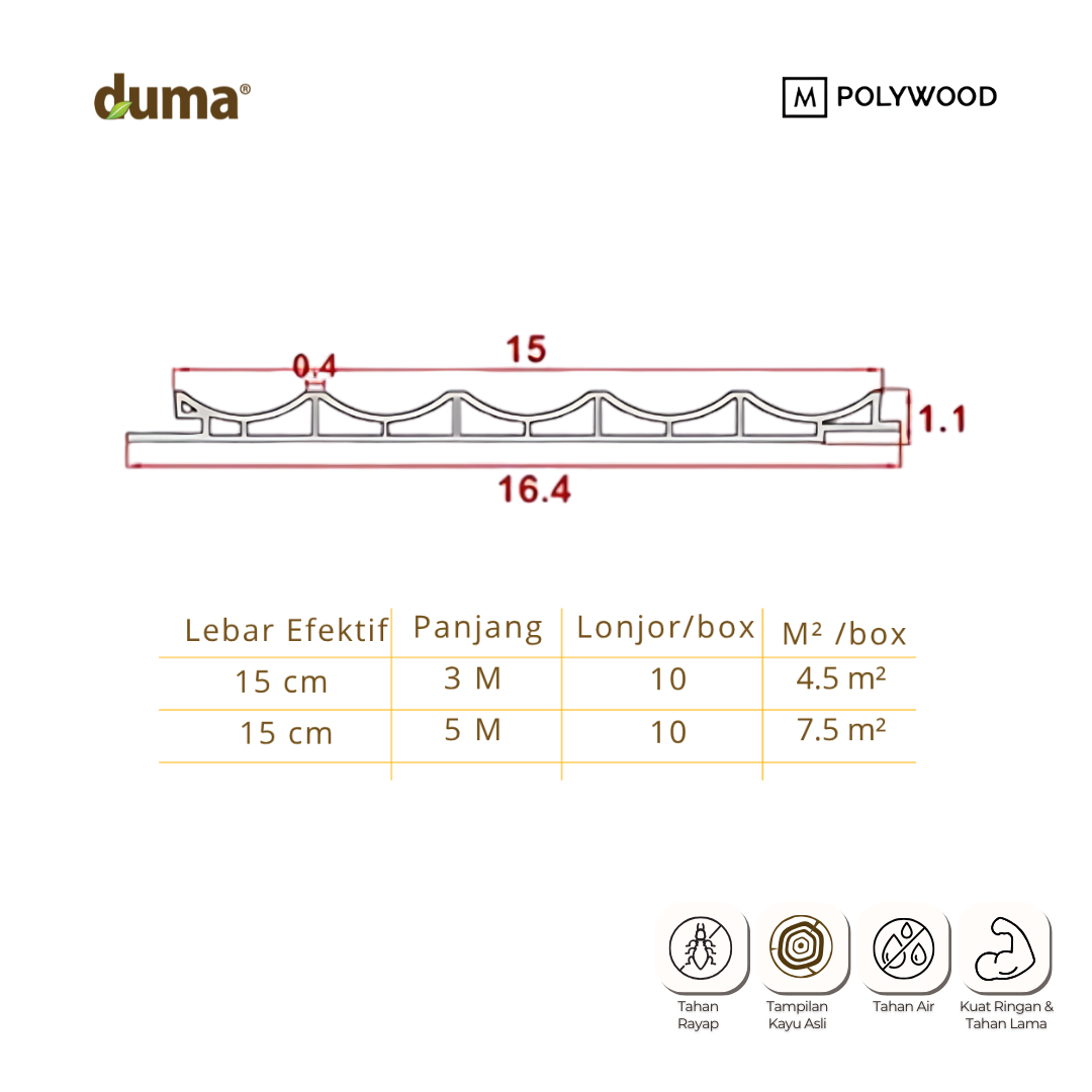 DUMA CONTEMPO CONCAVE 11x26x150 - DUMA WPC WALL & CEILING PANEL