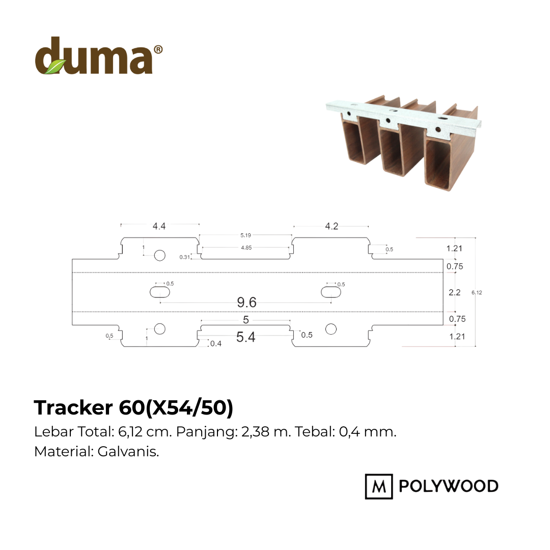 TRACKER 60(X54/50) (Warna Metal) Panjang 2.38m