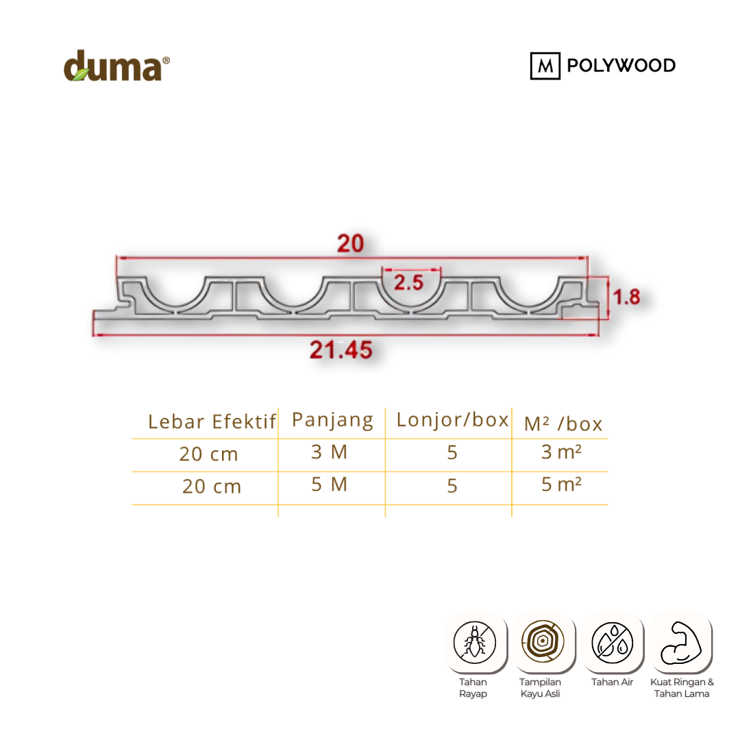 DUMA CONTEMPO CONCAVE 18x25x200 - DUMA WPC WALL & CEILING PANEL