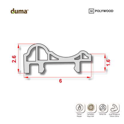 Lis DUMA WPC Click-On Decoratif (60×26) / Lis Dinding / Wallmoulding -  DUMA WPC WALL & CEILING PANEL