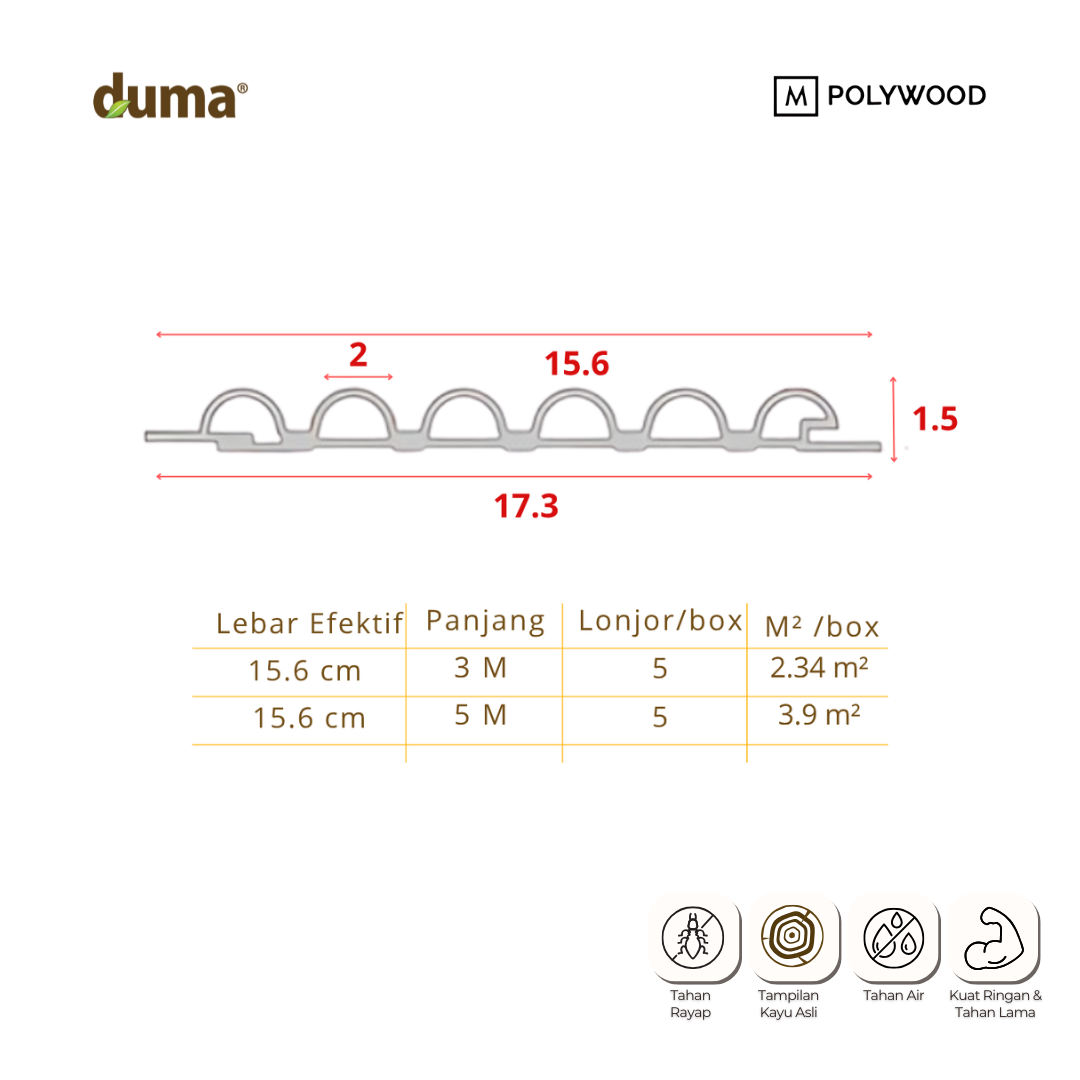DUMA CONTEMPO ROUND 15x20x156 - DUMA WPC WALL & CEILING PANEL