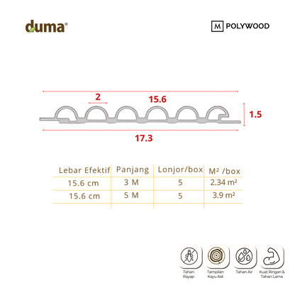 DUMA CONTEMPO ROUND 15x20x156 - DUMA WPC WALL & CEILING PANEL