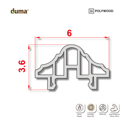 Lis DUMA WPC Click-On Decoratif (60×36) / Lis Dinding / Wallmoulding -  DUMA WPC WALL & CEILING PANEL