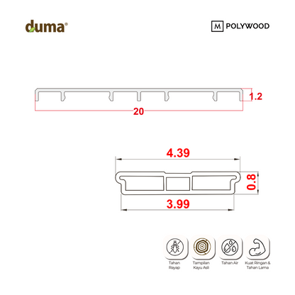 DUMA WPC COF 12x200 / CLICK ON FLAT 12x200