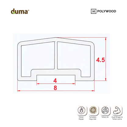 DUMA WPC HAND RAIL 80x45 Handrail / Railing / Handle / Pegangan Tangan Tangga WPC