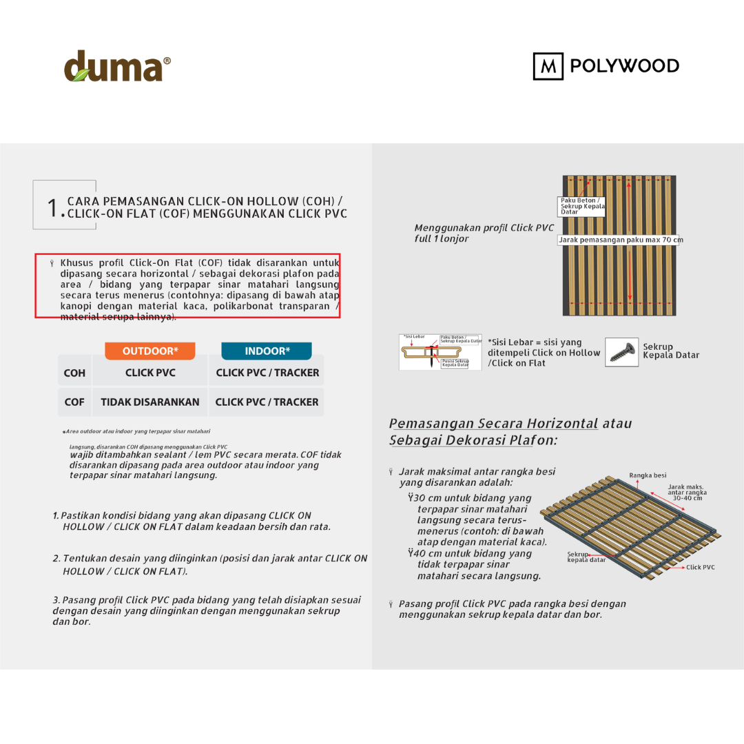 DUMA CLICK PVC 30mm - Untuk Duma Click On Hollow