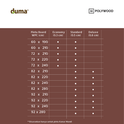 Duma Door 3mm - Lebar 72cm