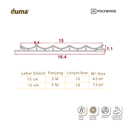 DUMA CONTEMPO CONCAVE 11x26x150 - DUMA WPC WALL & CEILING PANEL
