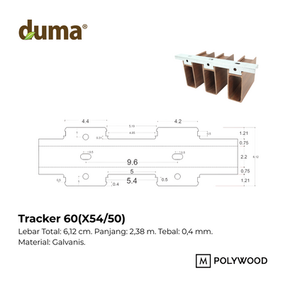TRACKER 60(X54/50) (Warna Metal) Panjang 2.38m